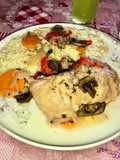 Pollo adobado en olla a presión