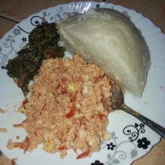 A picture of Beaten eggs with ugali.