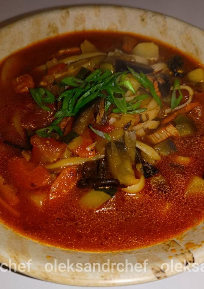 Лагман з сушеними грибами🍄 та спаржею /Lagman with dried mushrooms and asparagus