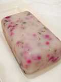 Agidi infused with red cabbage and ugu leaves