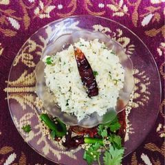 A picture of South Indian style curd rice.