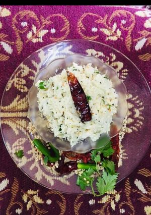 A picture of South Indian style curd rice.