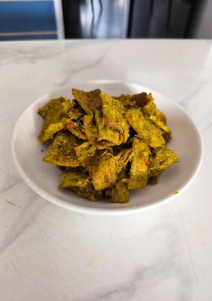 Hình của món Gà xào xả ớt chay.
