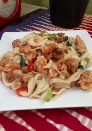 Foto resep Tumis jamur tiram kulit ayam