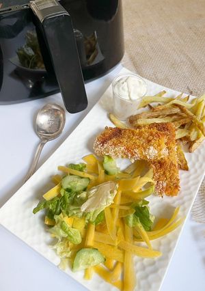 Une photo de Fish and chips à l’air fryer