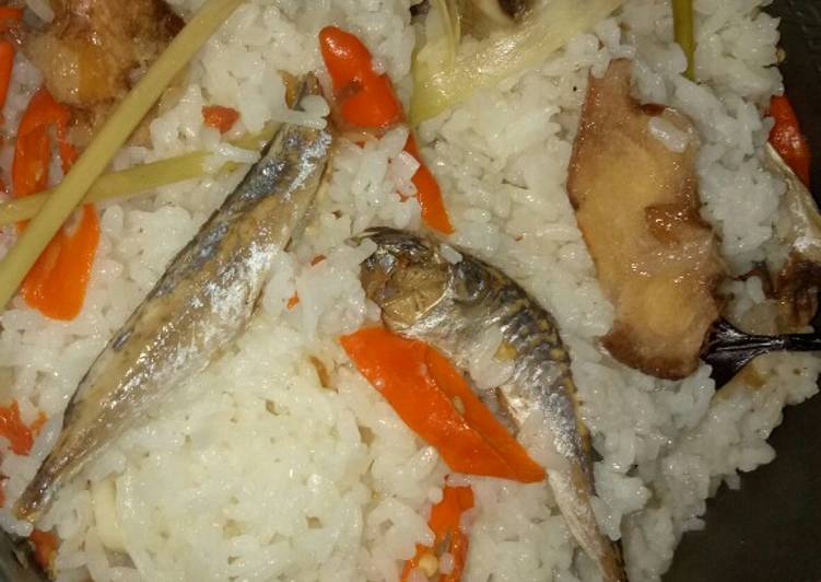 Nasi liwet ikan asin (magicom)