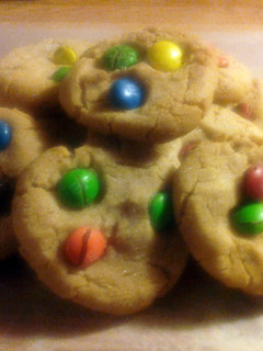 A picture of PEANUT BUTTER COOKIES W/m&m's.