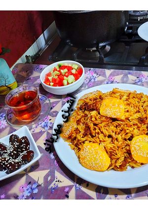 عکسی از دستور ماکارونی با طعم مرزه و پونه