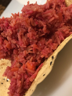 A picture of Red velvet pulao.