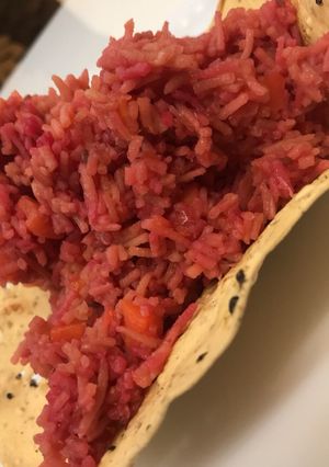 A picture of Red velvet pulao.