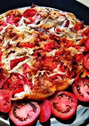 A picture of Tomato upside down omelette#cookingwithtomatoes.