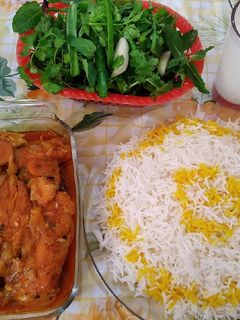 عکسی از دستور برنج با مرغ بخار پز