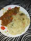 Spaghetti with beef stew