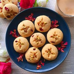 A picture of Rose Nankhatai or Short bread biscuits🌹 #bakingcontest.