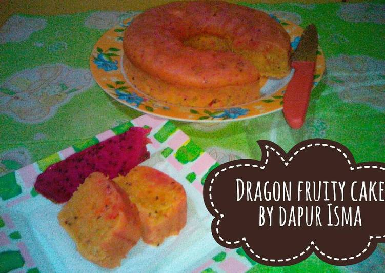 Resep Dragon Fruite Cake (Cake Buah Naga) No mix + irit yang Enak