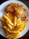 Penne con pescado apanado