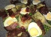 Una foto de huevo con jamón serrano para el desayuno