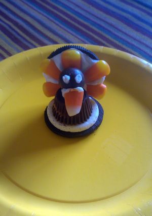 A picture of turkey day candies.