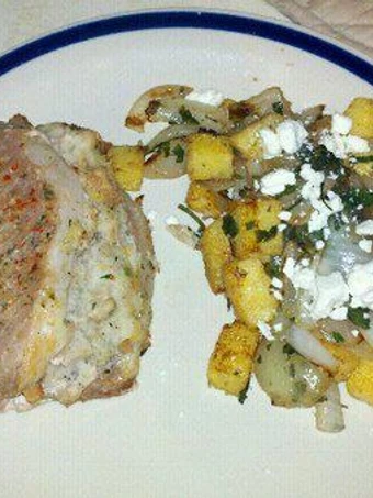 Simple Way Make Recipe Cowboy&#39;s feta  polenta and onions that is Can Pamper Your Tongue, Really Delicious}