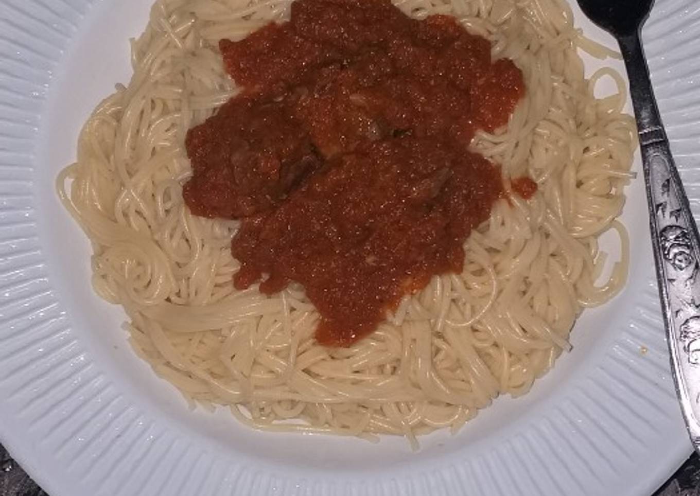 Spaghetti and stew