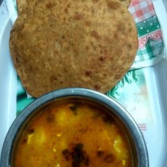 A picture of Daal kachori with potato veg.