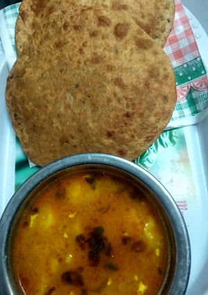 A picture of Daal kachori with potato veg.