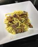 Níscalos (o rovellons) con jamón ibérico y pasta