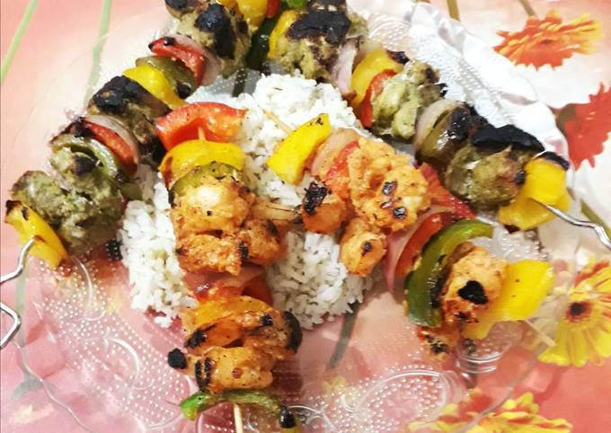 Chicken and Prawn Kebabs with herbed Rice