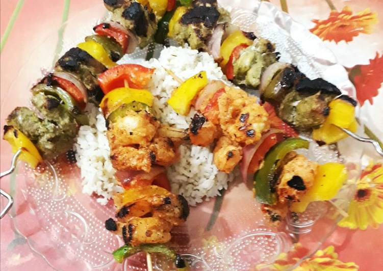 How to Make Perfect Chicken and Prawn Kebabs with herbed Rice