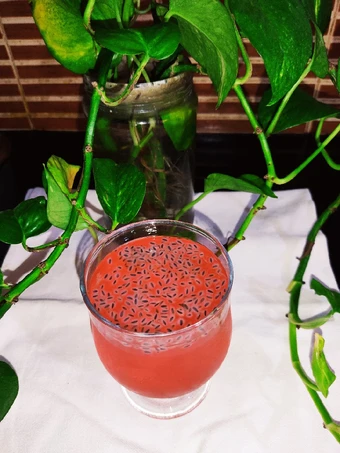 Simple Way Make Recipe Chia Seeds in Red Drink that is Can Pamper Your Tongue, Can Spoil the Tongue}