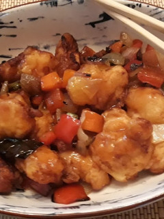 Una foto de Pollo en salsa agridulce