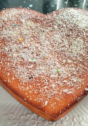 صورة لوصفة بسبوسة على شكل قلب بالمندرين