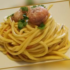 A picture of Spaghetti chitarra al sugo di scampi.