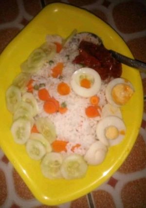 A picture of Vegetables white rice.