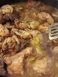 Pollo a la cerveza con papas al disco