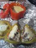 Stuffed Bell Peppers with Ground Meat (Picadillo) and Cheese