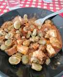 Favas com chouriço vegan