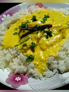 A picture of Kadhi rice.