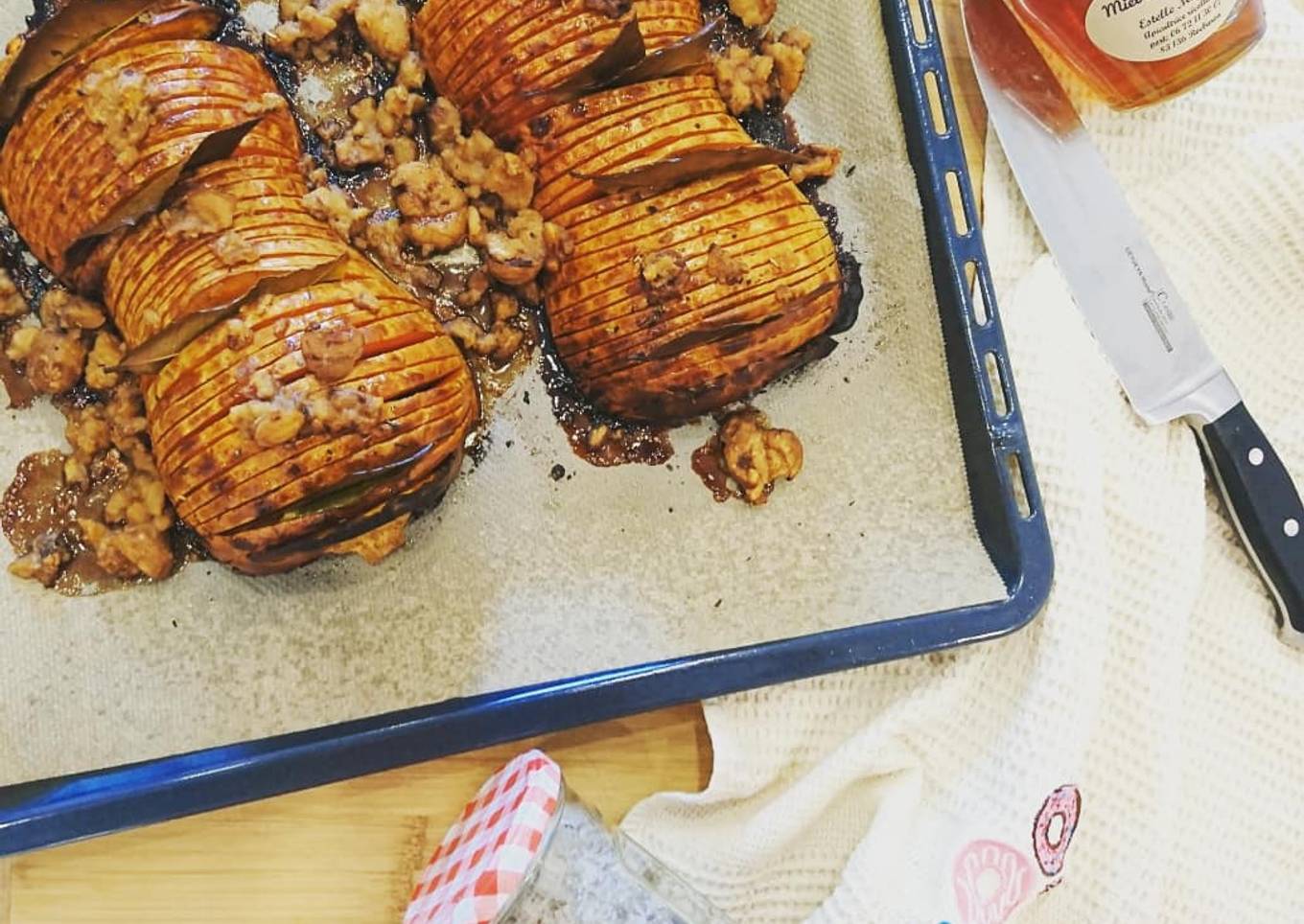 Butternut rÃ´ti aux chÃ¢taignes faÃ§on Hasselback