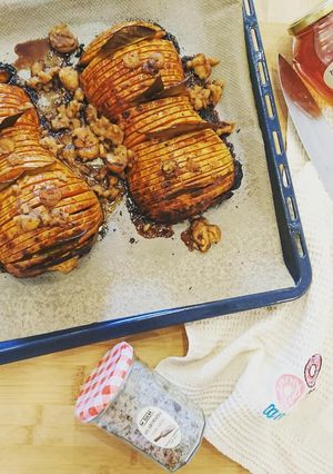 Une photo de Butternut rôti aux châtaignes façon Hasselback