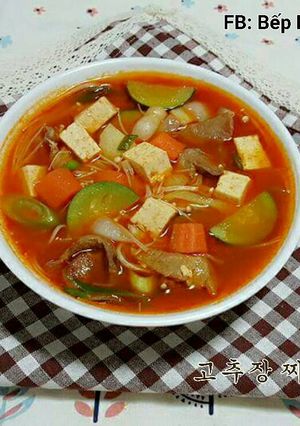Hình của món Canh tương ớt (súp tương ớt) 고추장 찌개.