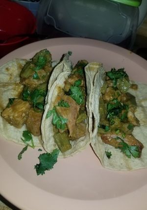 A picture of Pork tenderloin with cactus.