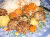 White rice and meat balls