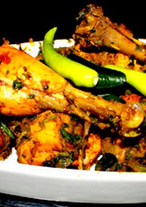 A picture of Andhra Chilli Chicken Curry.