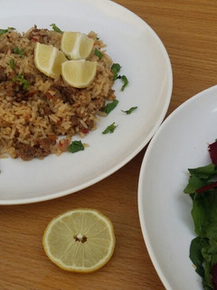 A picture of Minced beef fried rice.