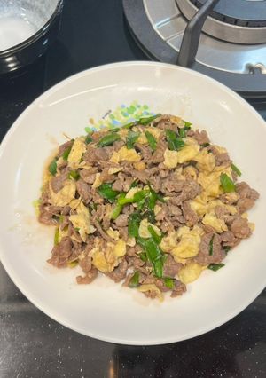 五花牛炒蛋 的食譜成品照片