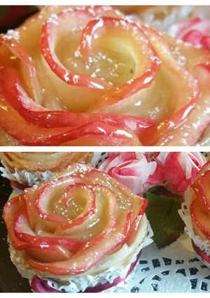 صورة لوصفة الميني تارت بالتفاح على شكل ورود