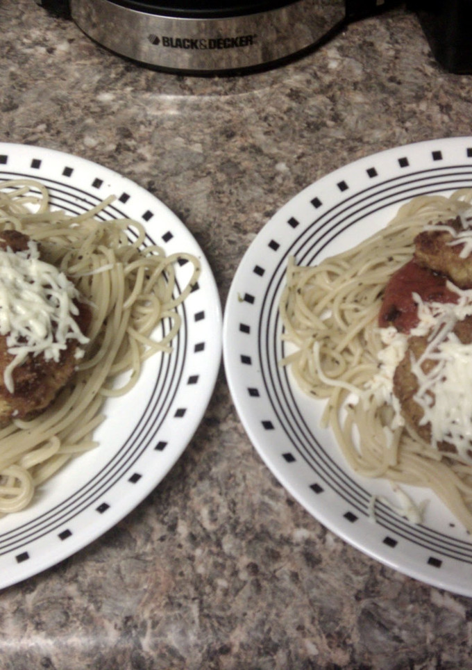 A picture of Italian parmesan chicken.