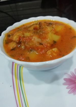 A picture of Soya Chunks Curry.