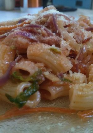 Una foto de Pasta Primavera con berenjenas